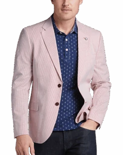 Nautica Modern Fit Sports Coat, Red Seersucker