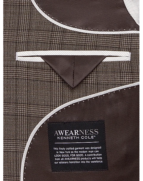 Awearness Kenneth Cole Modern Fit Sport Coat, Tan Plaid 3 Awearness Kenneth Cole Modern Fit Sport Coat, Tan Plaid - Image 3