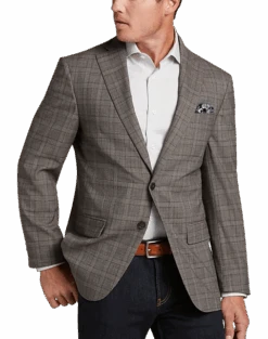Awearness Kenneth Cole Modern Fit Sport Coat, Tan Plaid