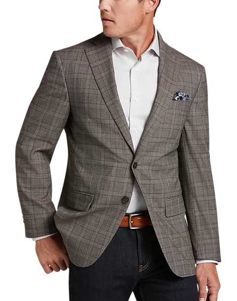 Awearness Kenneth Cole Modern Fit Sport Coat, Tan Plaid 1 Awearness Kenneth Cole Modern Fit Sport Coat, Tan Plaid