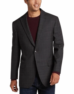 Awearness Kenneth Cole Modern Fit Sport Coat, Black Plaid