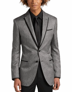 Egara Slim Fit Notch Lapel Dinner Jacket, Gray Paisley