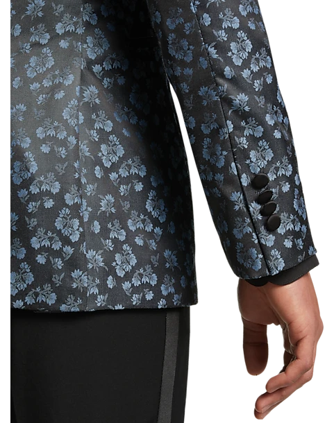 Egara Slim Fit Formal Dinner Jacket, Blue Floral 2 Egara Slim Fit Formal Dinner Jacket, Blue Floral - Image 2