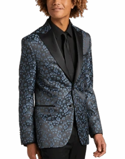 Egara Slim Fit Formal Dinner Jacket, Blue Floral