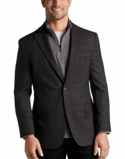 Awearness Kenneth Cole Modern Fit Sport Coat, Wine Windowpane