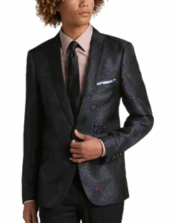 Paisley & Gray Slim Fit Dinner Jacket, Black, Navy & Burgundy Floral