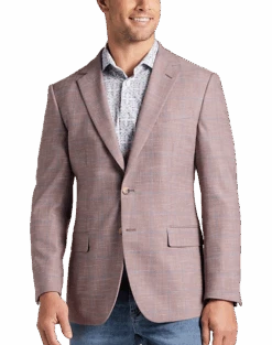 Pronto Uomo Modern Fit Notch Lapel Sport Coat, Rose Plaid