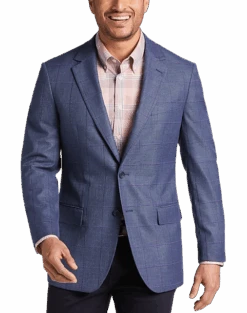 Pronto Uomo Modern Fit Notch Lapel Sport Coat, Blue Windowpane Plaid