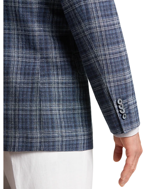Joseph Abboud Modern Fit Notch Lapel Sport Coat, Blue Plaid 2 Joseph Abboud Modern Fit Notch Lapel Sport Coat, Blue Plaid - Image 2
