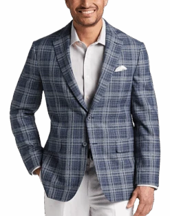 Joseph Abboud Modern Fit Notch Lapel Sport Coat, Blue Plaid