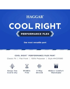 Haggar Cool Right® Performance Flex Classic Fit Flat-Front Pants, Midnight 7 Haggar Cool Right® Performance Flex Classic Fit Flat-Front Pants, Midnight -Men's Wear House Shop MW40 235U 02 HAGGAR BLACK SOLID ALT3 3
