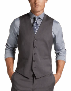 Awearness Kenneth Cole AWEAR-TECH Slim Fit Suit Separates Vest, Black & White Sharkskin