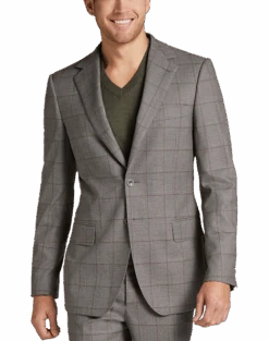 Egara Skinny Fit Suit Separates Coat, Taupe Windowpane