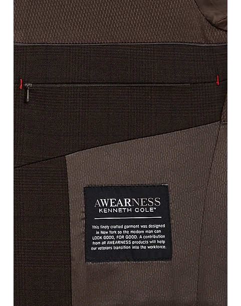 Awearness Kenneth Cole Slim Fit Suit, Brown Plaid 4 Awearness Kenneth Cole Slim Fit Suit, Brown Plaid - Image 4