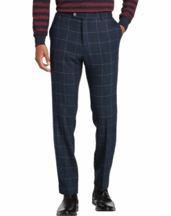 Paisley & Gray Slim Fit Suit Separates Pants, Navy Herringbone Windowpane