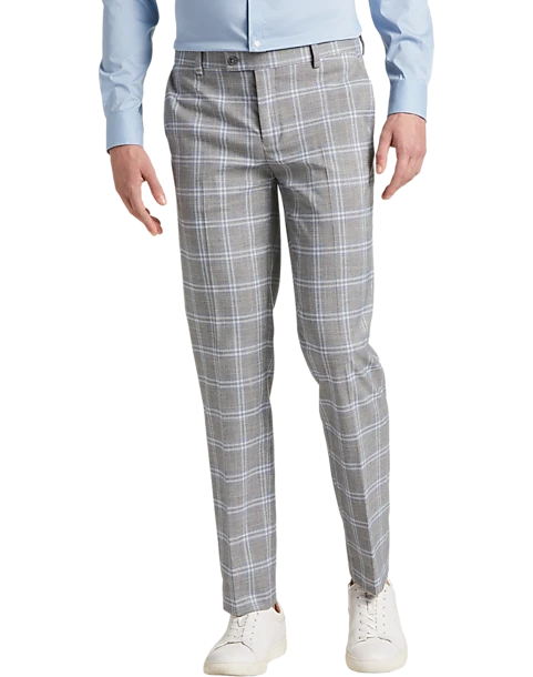 Egara Skinny Fit Suit Separates Pants, Orange & Blue Plaid 1 Egara Skinny Fit Suit Separates Pants, Orange & Blue Plaid