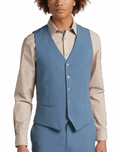 Paisley & Gray Slim Fit Suit Separates Vest Slate Blue