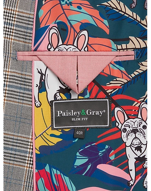 Paisley & Gray Slim Fit Suit Separates Coat, Slate Blue Check 4 Paisley & Gray Slim Fit Suit Separates Coat, Slate Blue Check - Image 4