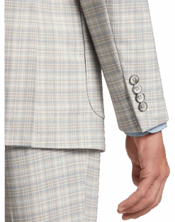 Paisley & Gray Slim Fit Suit Separates Coat, Baby Blue & Tan Plaid -Men's Wear House Shop MW40 3XJR 96 PAISLEY GRAY BABY BLUE TAN PLAID ALT2