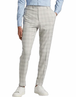 Paisley & Gray Slim Fit Suit Separates Pants, Baby Blue & Tan Plaid