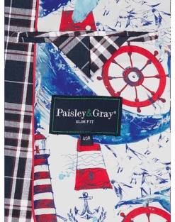 Paisley & Gray Slim Fit Suit Separates Coat, Navy Seersucker Plaid -Men's Wear House Shop MW40 3XKG 61 PAISLEY GRAY NAVY RED SEERSUCKER ALT3