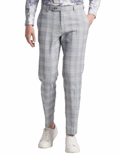 Paisley & Gray Slim Fit Suit Separates Pants, Blue & Beige Check