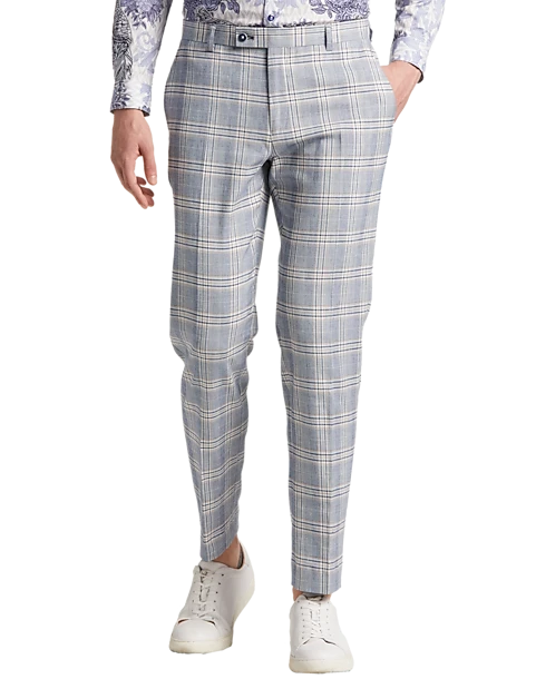 Paisley & Gray Slim Fit Suit Separates Pants, Blue & Beige Check 1 Paisley & Gray Slim Fit Suit Separates Pants, Blue & Beige Check