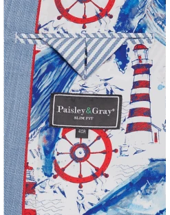 Paisley & Gray Slim Fit Suit Separates Coat, Blue Sharkskin -Men's Wear House Shop MW40 3XKW 56 PAISLEY GRAY BLUE SHARKSKIN ALT3