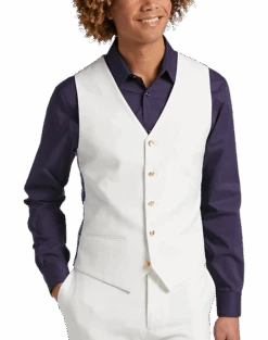 Paisley & Gray Slim Fit Suit Separates Vest, White