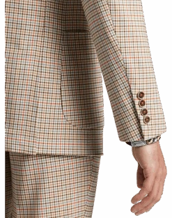 Paisley & Gray Slim Fit Double Breasted Suit Separates Coat, Tan Check -Men's Wear House Shop MW40 3XLN 96 PAISLEY GRAY TAN CHECK ALT2