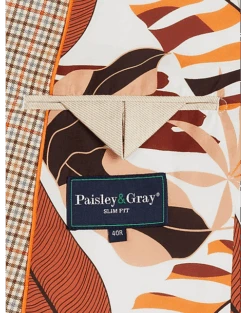 Paisley & Gray Slim Fit Double Breasted Suit Separates Coat, Tan Check -Men's Wear House Shop MW40 3XLN 96 PAISLEY GRAY TAN CHECK ALT3
