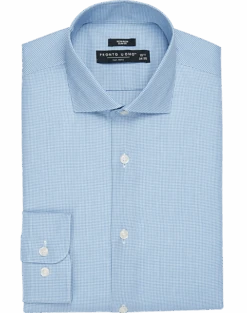 Pronto Uomo Non-Iron Slim Fit Spread Collar Dress Shirt, French Blue Gingham