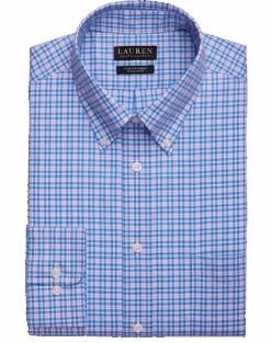 Lauren By Ralph Lauren Classic Fit UltraFlex Button-Down Collar Dress Shirt, Blue Plaid
