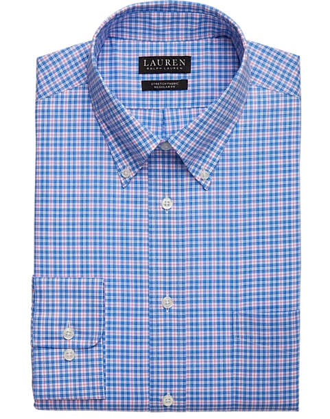 Lauren By Ralph Lauren Classic Fit UltraFlex Button-Down Collar Dress Shirt, Blue Plaid 1 Lauren By Ralph Lauren Classic Fit UltraFlex Button-Down Collar Dress Shirt, Blue Plaid