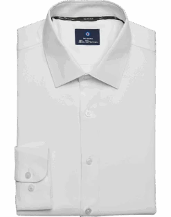 Ben Sherman Slim Fit Dobby Dress Shirt, White Basketweave
