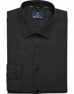 Ben Sherman Slim Fit Dobby Dress Shirt, Black Basketweave