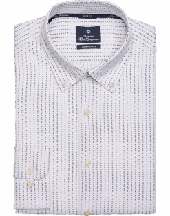 Ben Sherman Slim Fit Button-Down Collar Dress Shirt, Red And Blue Geo