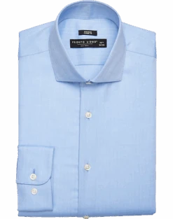 Pronto Uomo Classic Fit Spread Collar Dress Shirt, Blue Herringbone