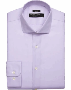 Pronto Uomo Slim Fit Spread Collar Dress Shirt, Lavender Herringbone