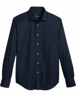 Awearness Kenneth Cole Slim Fit Sport Shirt, Navy Square Dot