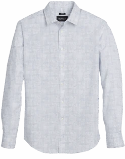 Awearness Kenneth Cole Modern Fit Sport Shirt, Light Blue Hatch Pattern