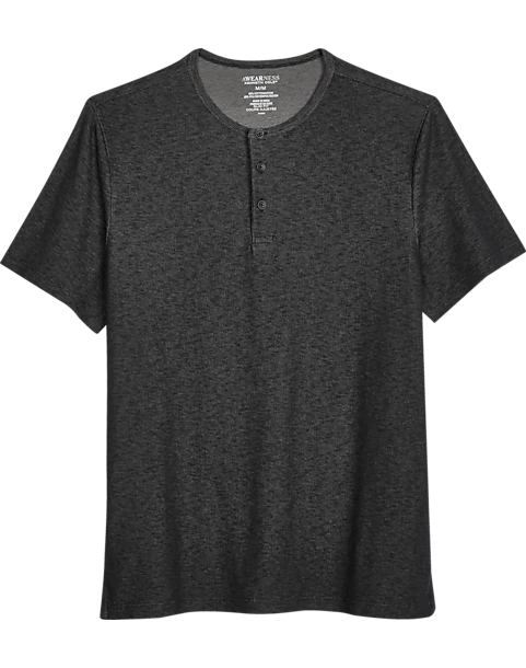 Awearness Kenneth Cole Modern Fit Short Sleeve Henley, Black 1 Awearness Kenneth Cole Modern Fit Short Sleeve Henley, Black