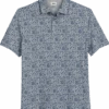 Joseph Abboud Modern Fit Short Sleeve Polo Shirt, Gray & Blue Floral