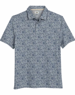 Joseph Abboud Modern Fit Short Sleeve Polo Shirt, Gray & Blue Floral
