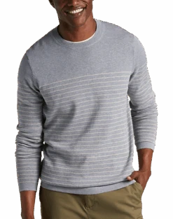 Joseph Abboud Modern Fit Crew Sweater, Medium Blue Stripe
