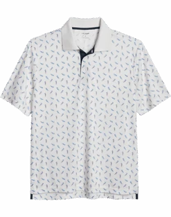 Haggar Modern Fit LIFE KHAKI™ Short Sleeve Polo, White Seahorse Pattern