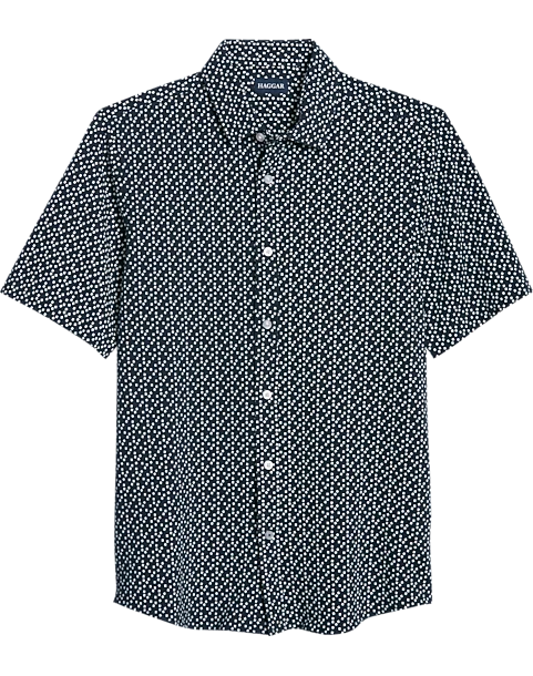 Haggar Modern Fit Short Sleeve Pique Sport Shirt, Dark Blue 1 Haggar Modern Fit Short Sleeve Pique Sport Shirt, Dark Blue