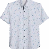 Con.Struct Slim Fit Short Sleeve Sport Shirt White & Blue Paisley