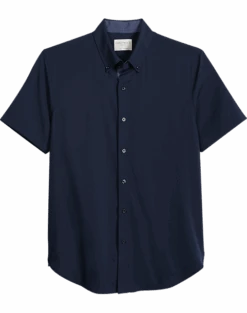 Con.Struct Slim Fit Short Sleeve Sport Shirt Navy