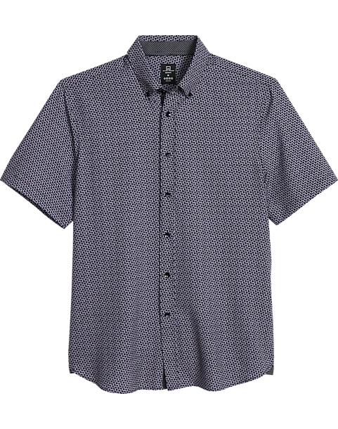 Michael Strahan Four-Way Stretch Modern Fit Short Sleeve Sport Shirt, Black Waves 1 Michael Strahan Four-Way Stretch Modern Fit Short Sleeve Sport Shirt, Black Waves